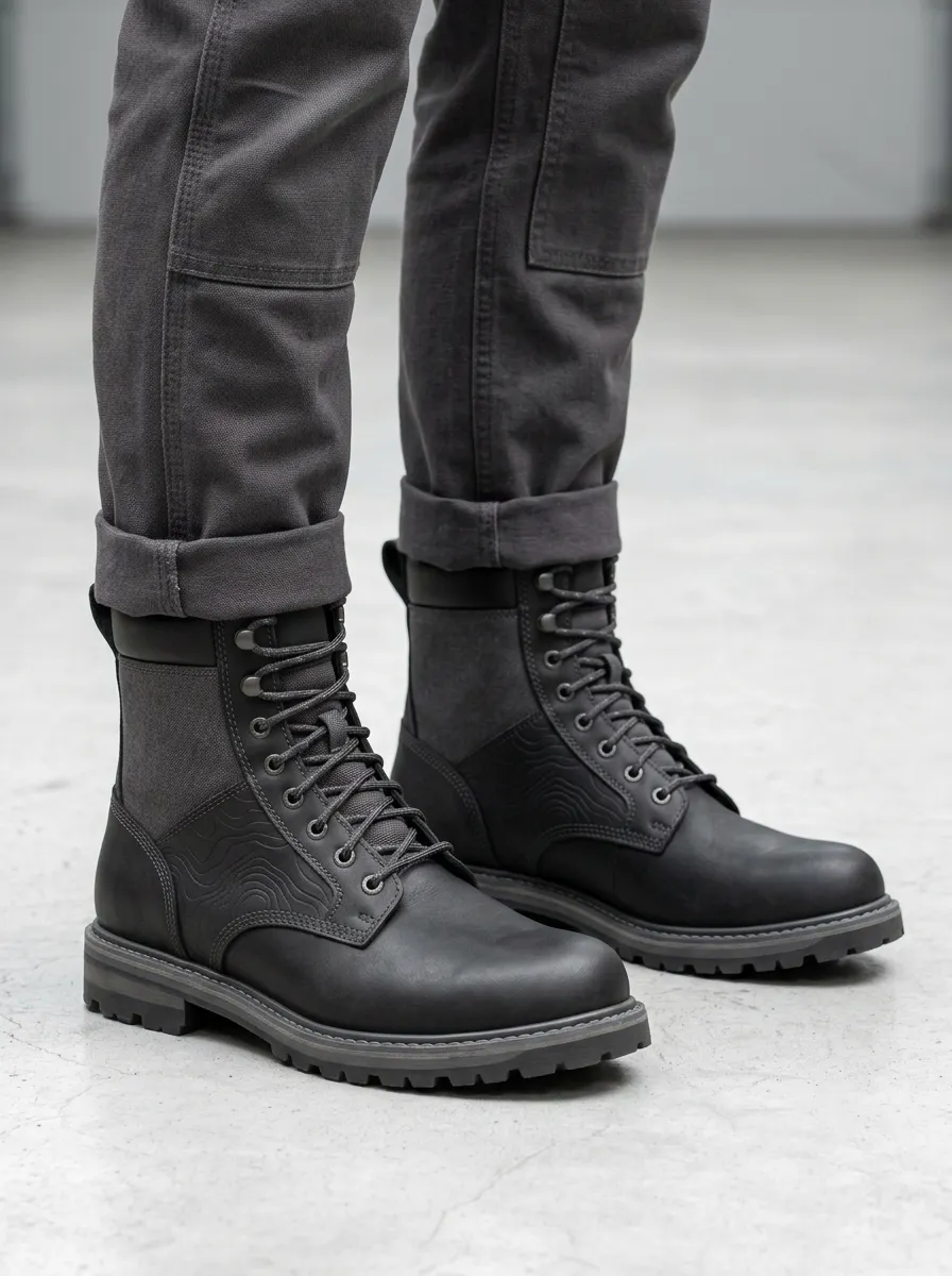 Unisex Refined Outdoor Enthusiast Topographic Pattern Print Work Boots