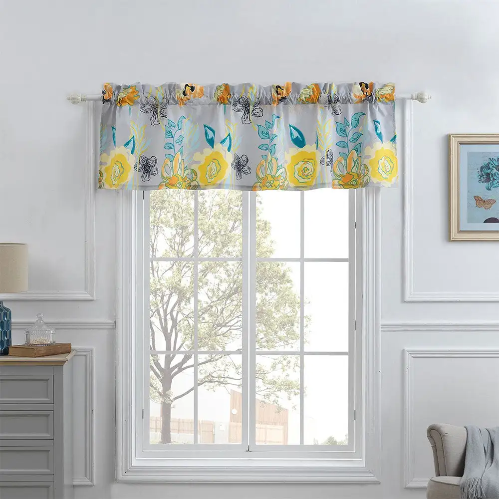 Polyester Watercolor Rod-Pocket Traditional Valance