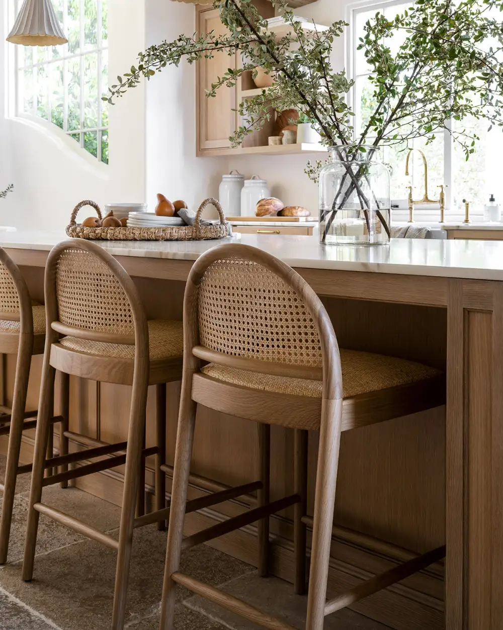 Caned Oak Counter Stool