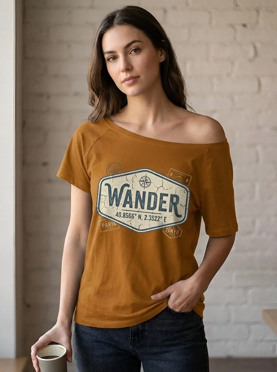 Women's Travel Lover Wander Paris Coordinates Printed T-shirt