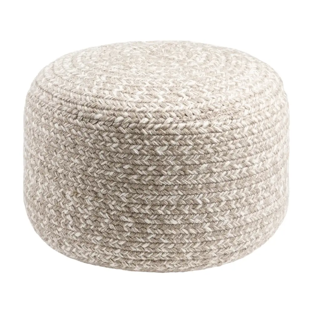 Round Woven Outdoor Pouf