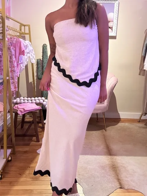 White Linen Blend Skirt