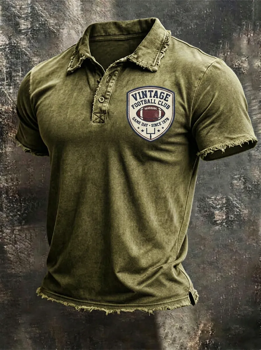 Vintage Football Club Logo Graphic Polo Shirt