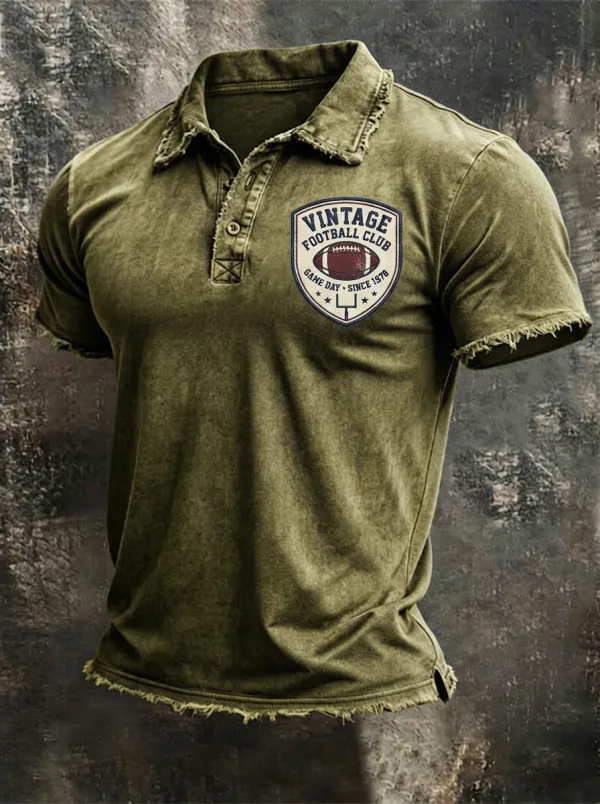 Vintage Football Club Logo Graphic Polo Shirt