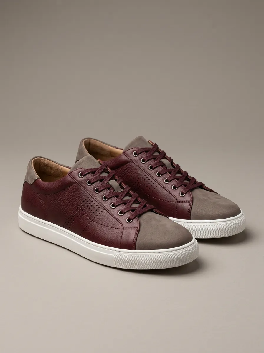 Men's Casual Perforated Leather Casual Sneakers