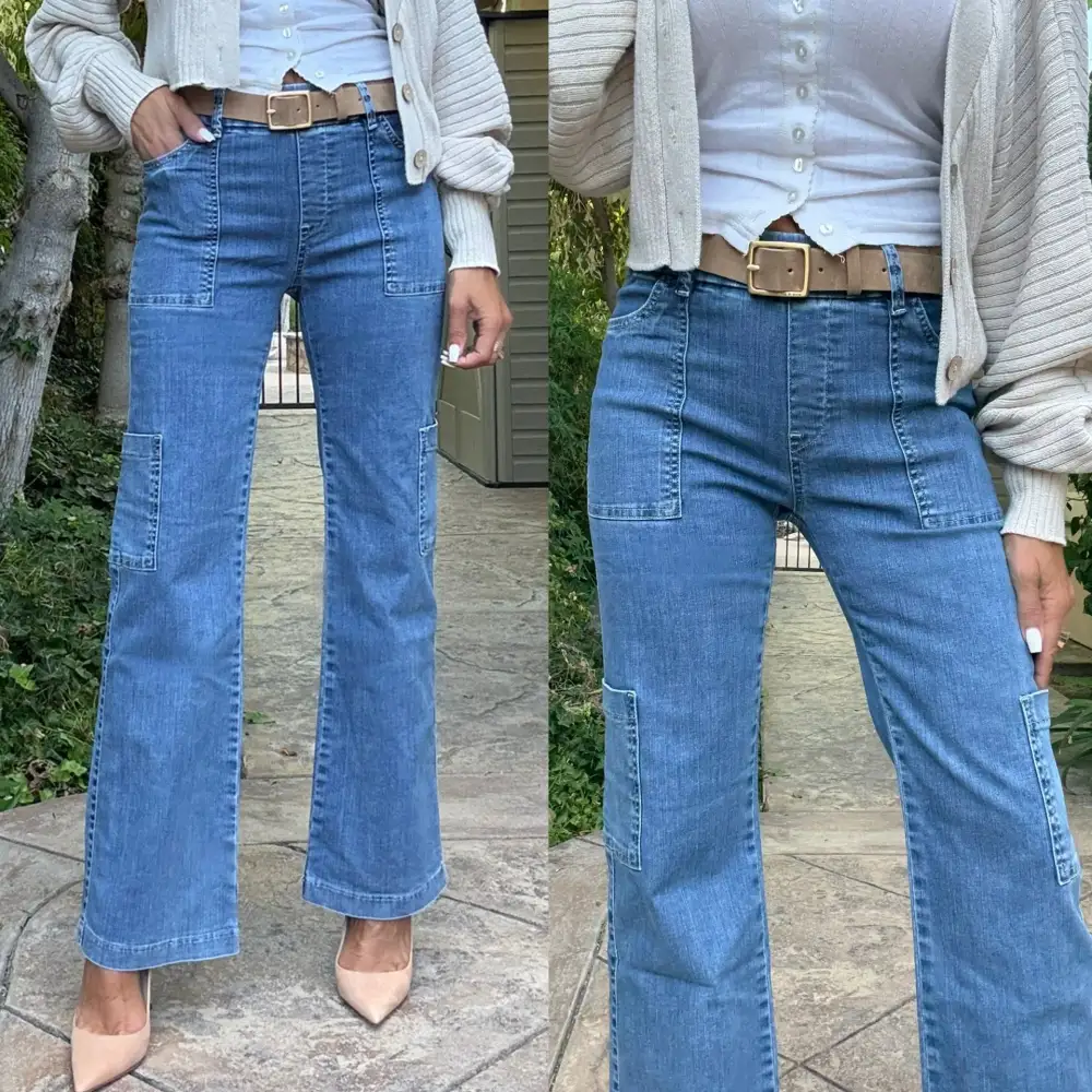 Flared Stretch Denim Jeans