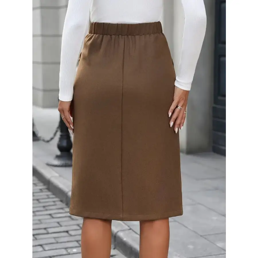 Everyday Elastic Waist Skirt with Pockets