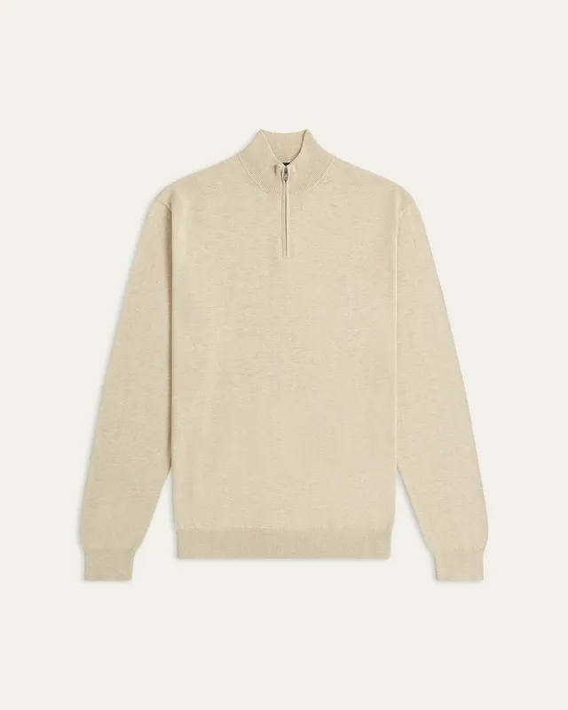Soft Wool-Blend Half Zip Sand
