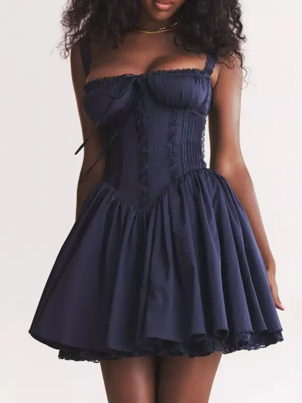 Polished Detail Lace Mini Dress