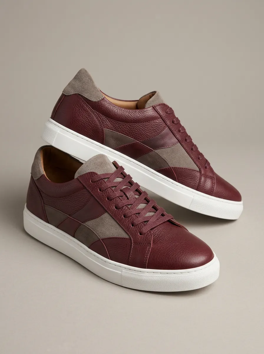 Men's Modern Suede Leather Colorblock Casual Sneakers