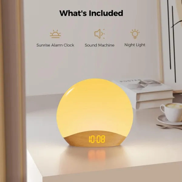 Stylish Sunrise Alarm Clock with Night Light, Perfect for Home and Sleep-Conscious Decor