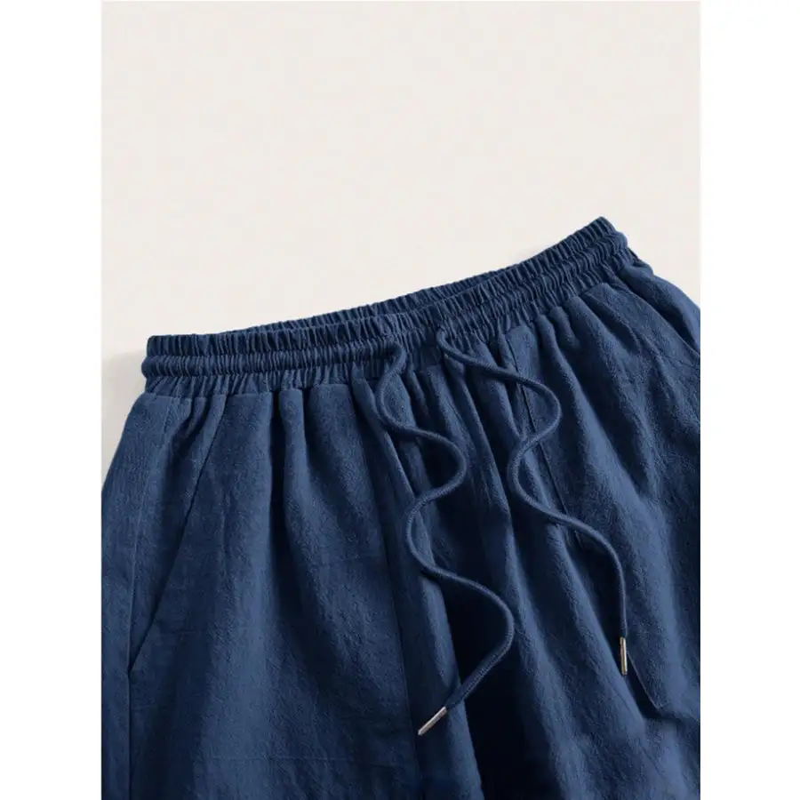 Relaxed Drawstring Wide Leg Pants
