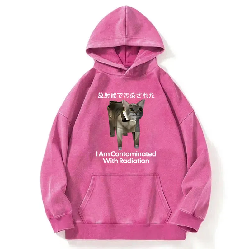 I Am Contaminated With Radiation Cat Meme Washed Hoodie