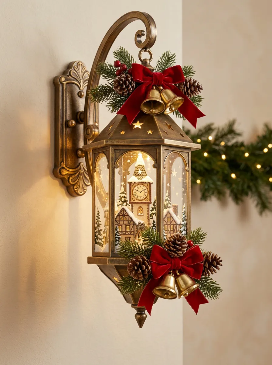 Village Clock Tower Christmas Wall Light