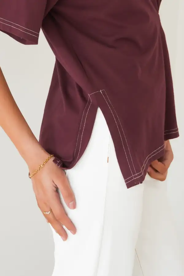 Ribbed Easygoing Look Casual Tee