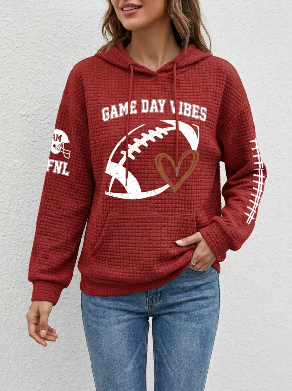 Women's Bold Gridiron Day Vibes Heart Graphic Hoodie