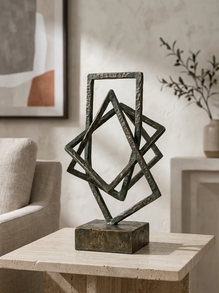 Refined Abstract Geometric Metal Sculpture Table Ornament