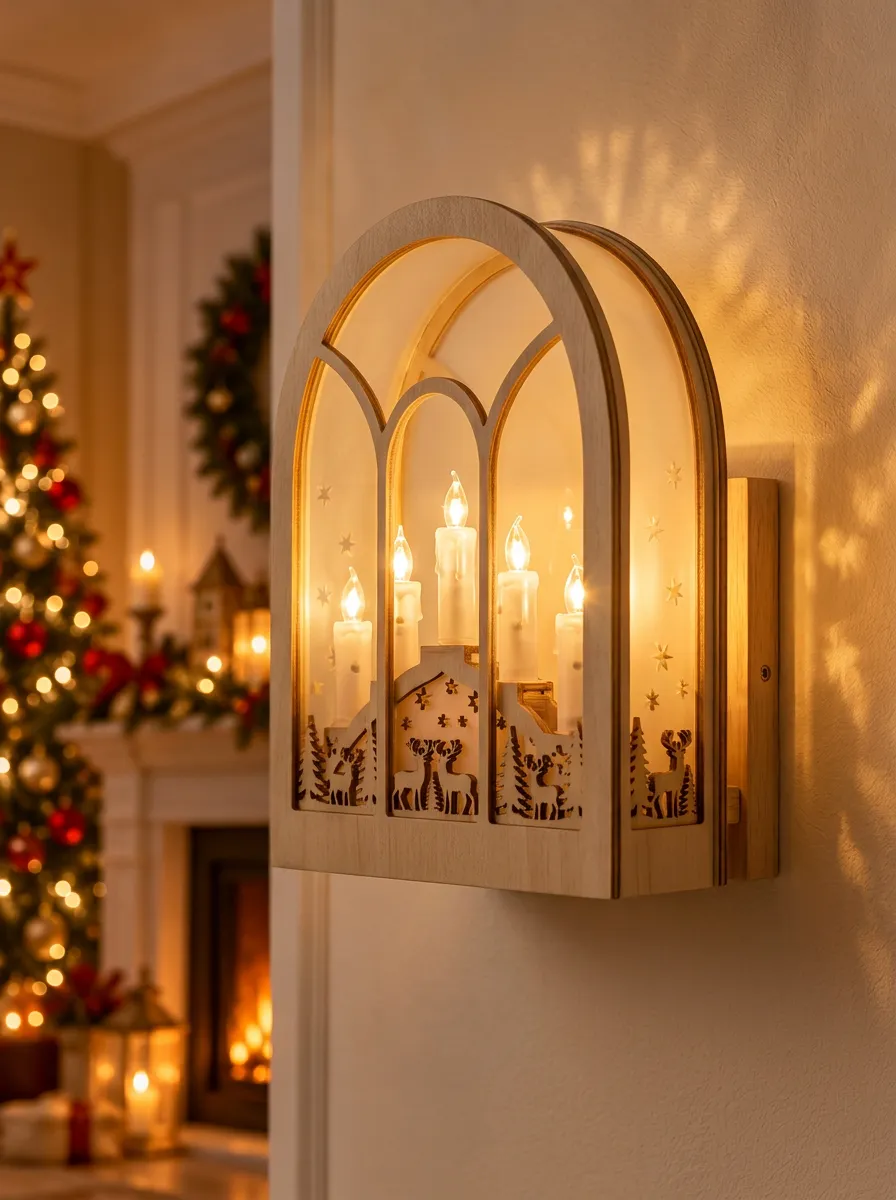 Reindeer Forest Candle Christmas Wall Light