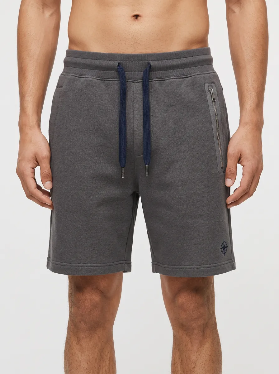 Men's Casual Compass Logo Zipper Pocket Printed Shorts