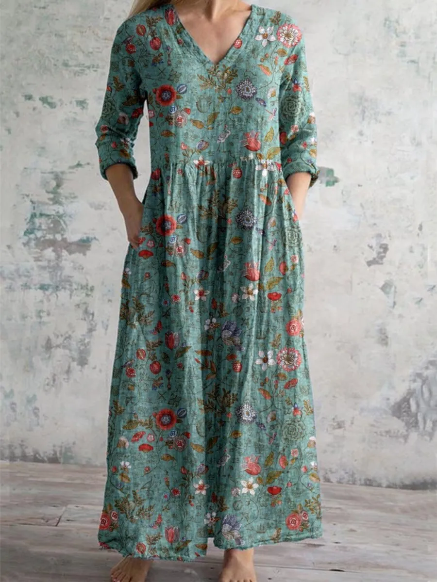 Women's Cotton Art FloralPrint dress