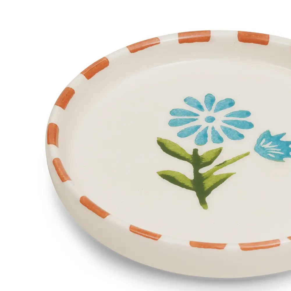 Orange Blue Painted Coaster Pair