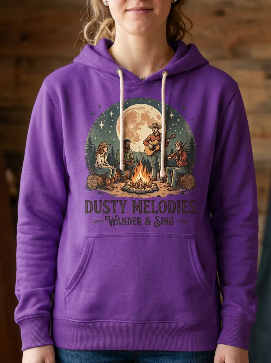Guitar Campfire Women's Country Music Printed Hoodie