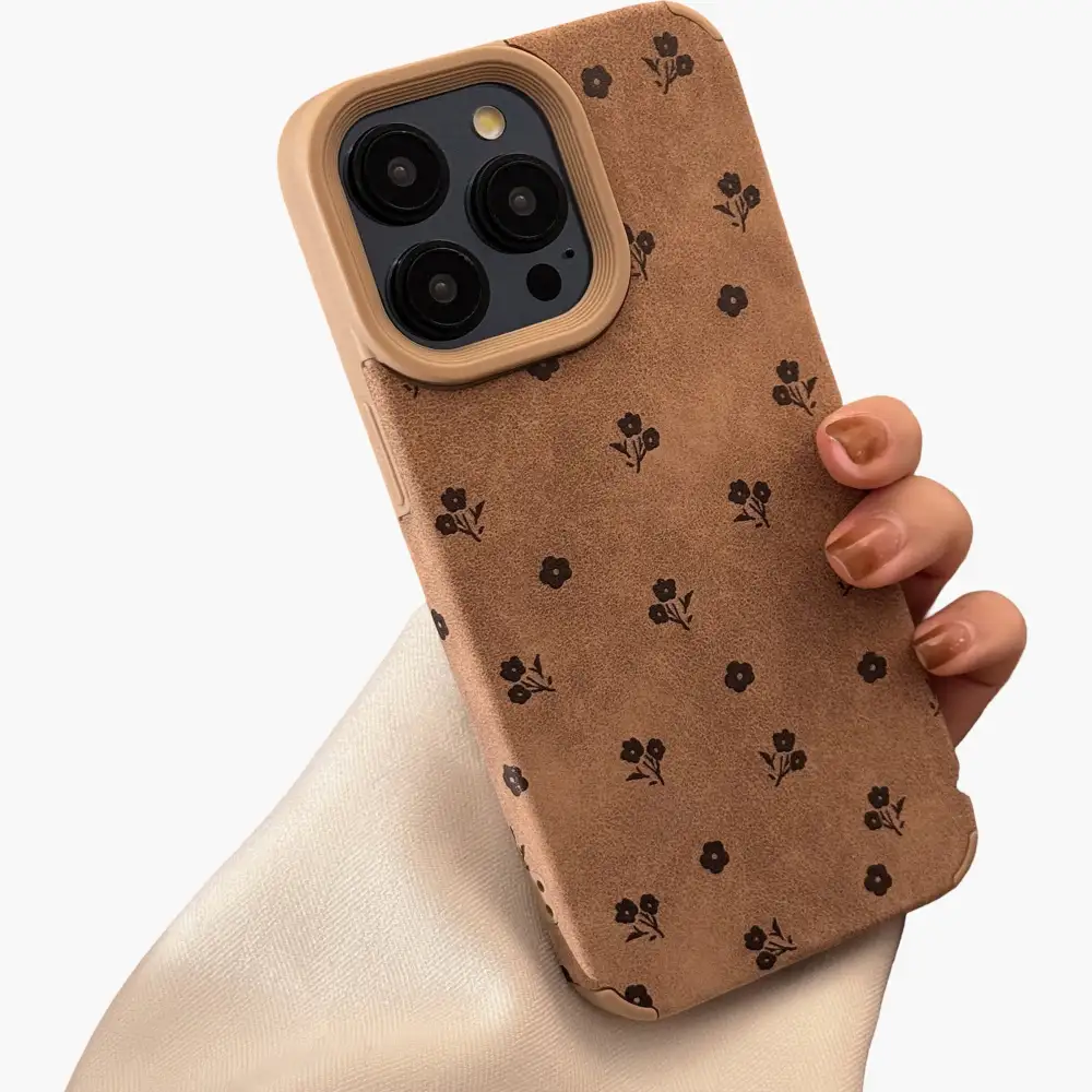 Floral Textured Leather Look Textured Phone Case