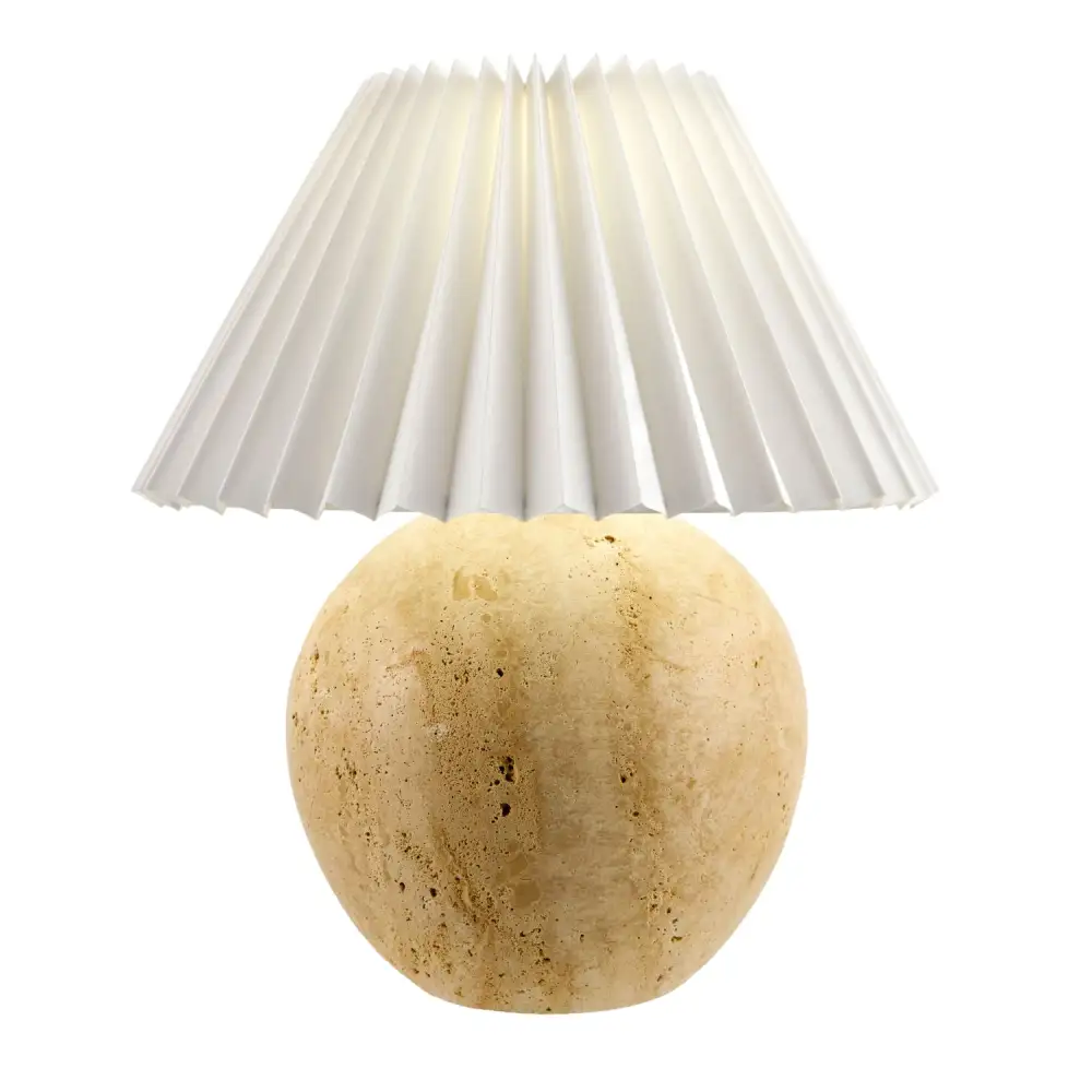 Travertine Pleated Linen Table Lamp