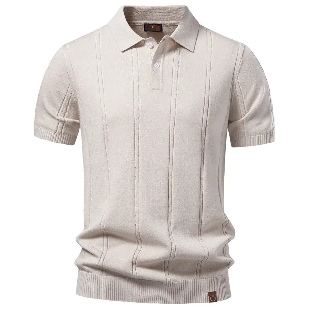 Timeless Ribbed Short Sleeve Fine Knit Polo Shirt