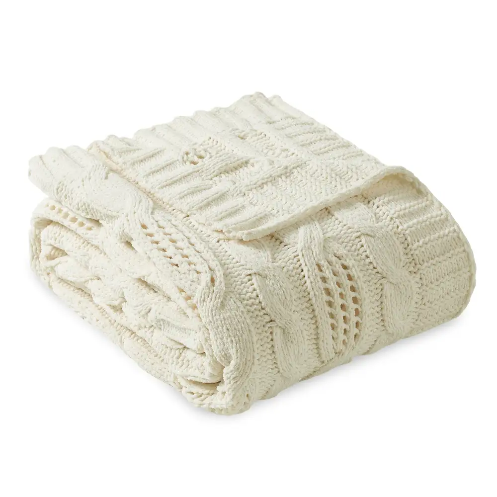 Chenille Cable-Knit Throw Blanket