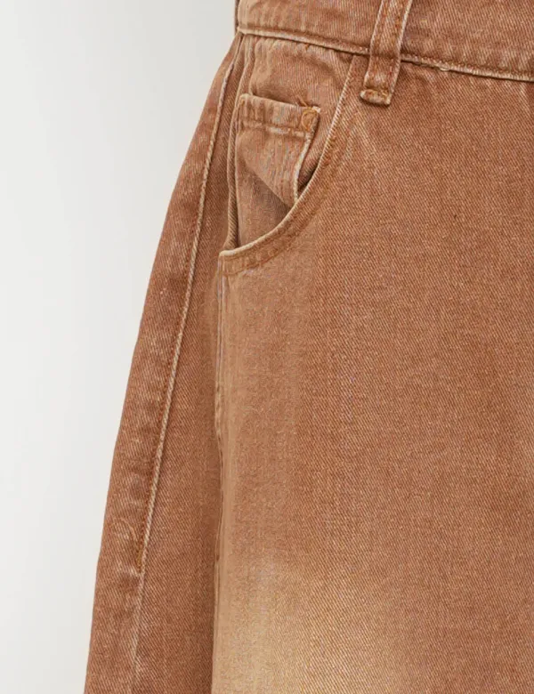 Relaxed Mid Rise Barrel Denim Pants