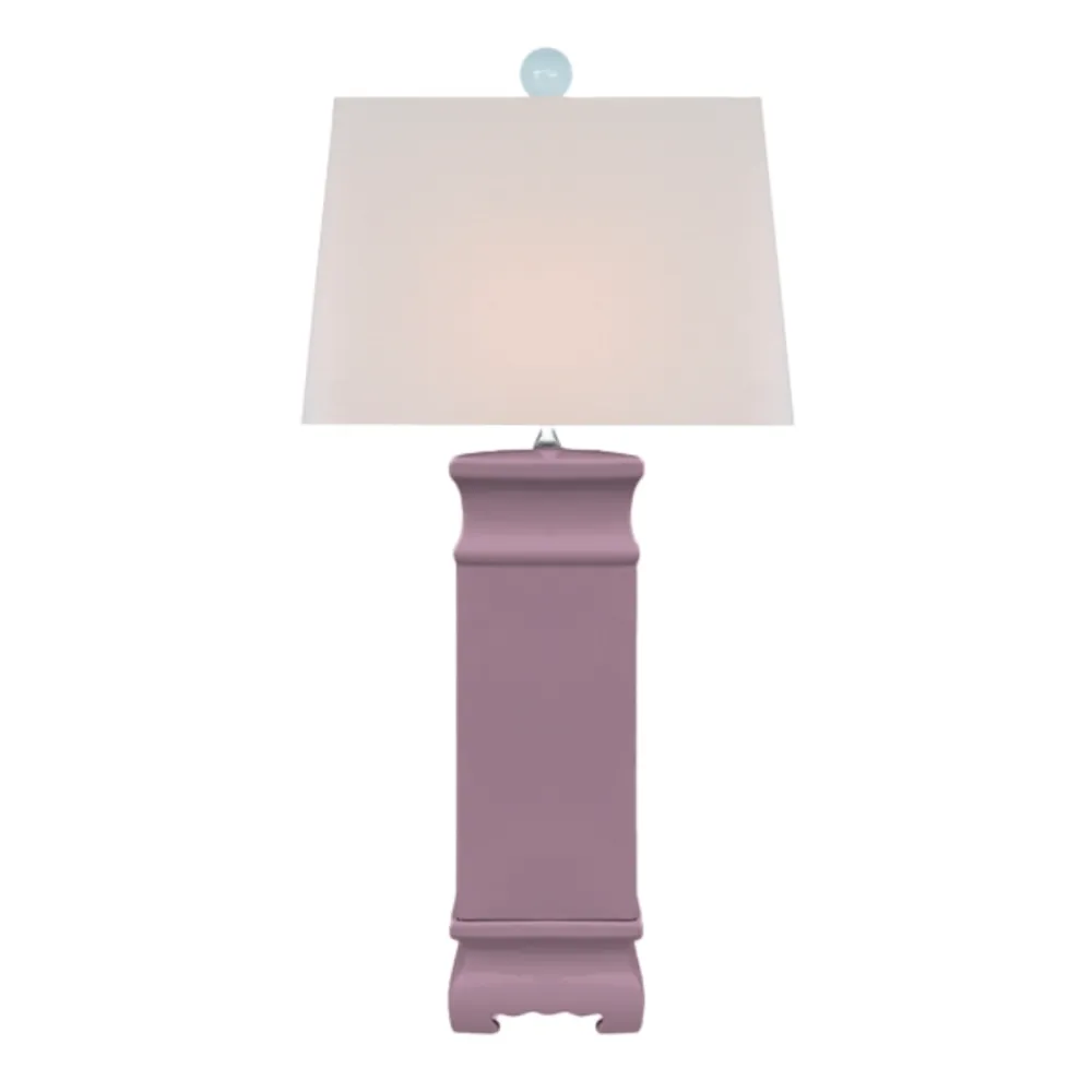 Pagoda-Form Porcelain Square-Shade Lamp
