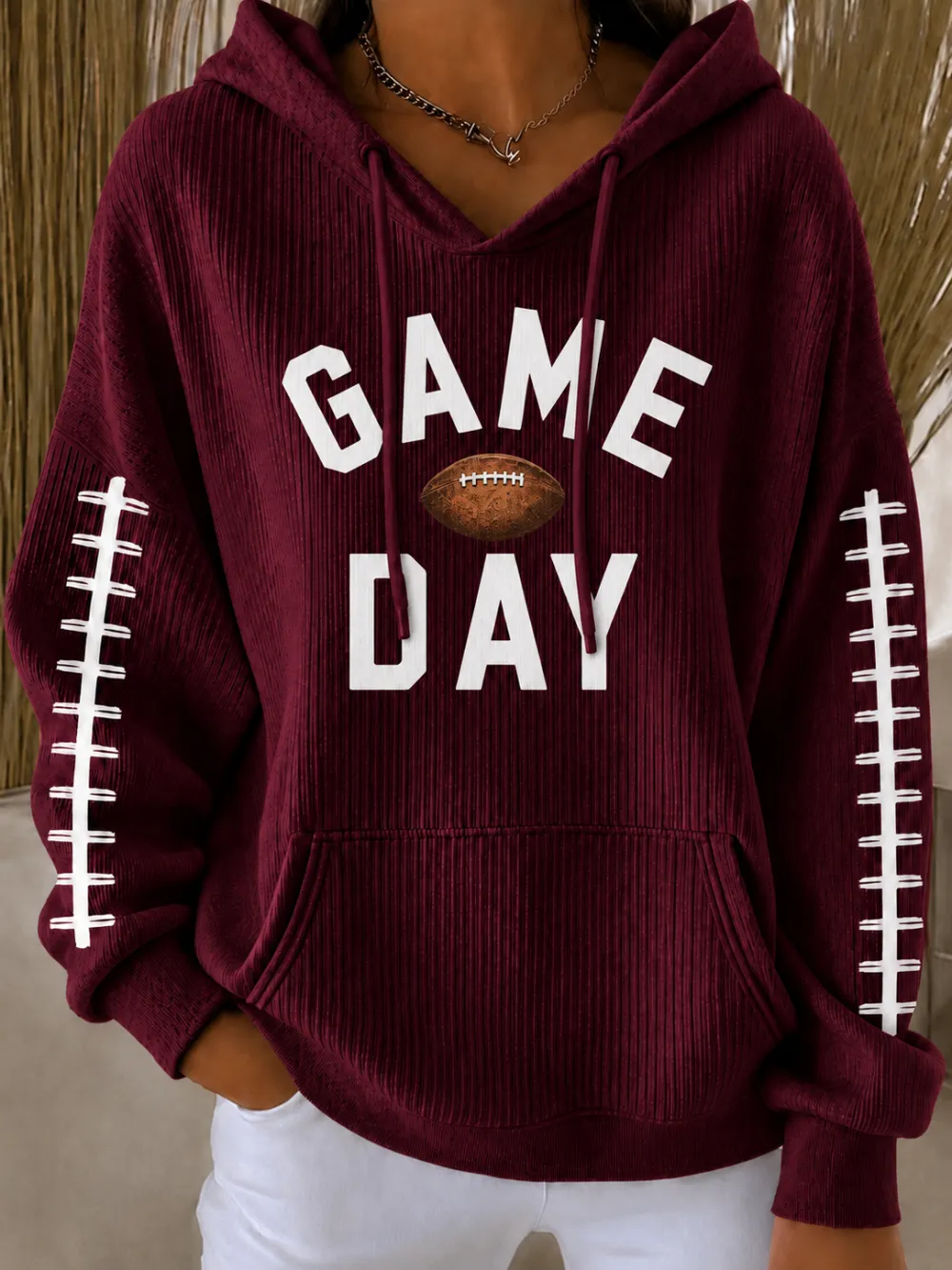 Women'S Football Fans Gameday Print Hooded Sweatshirt