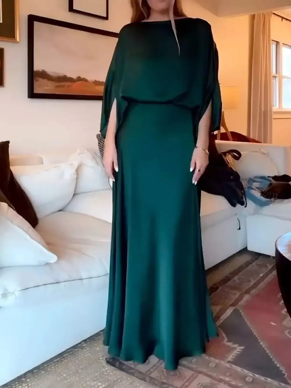 Full Size Elegant Batwing Sleeve Maxi Dress Plus Size