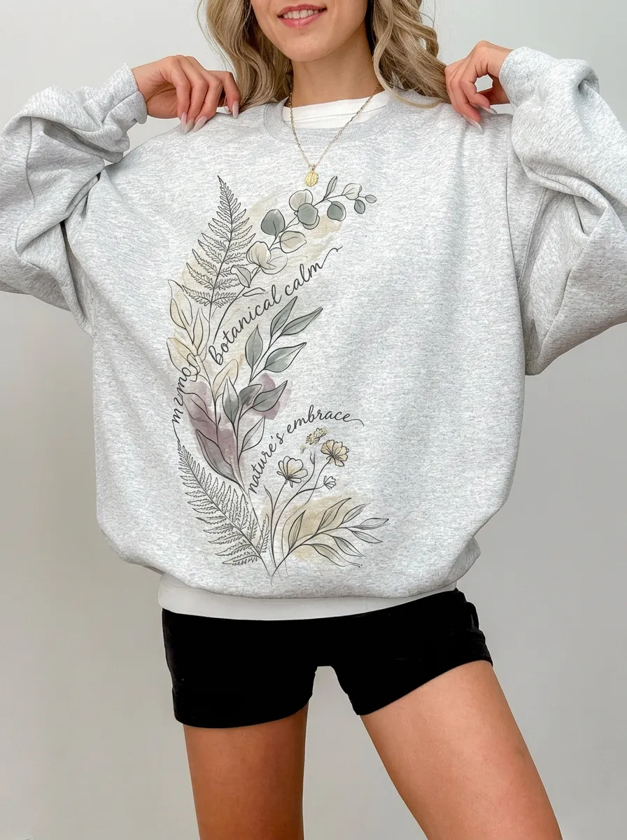 Women's Botanical Calm Nature's Embrace Floral Printed Sweatshirt