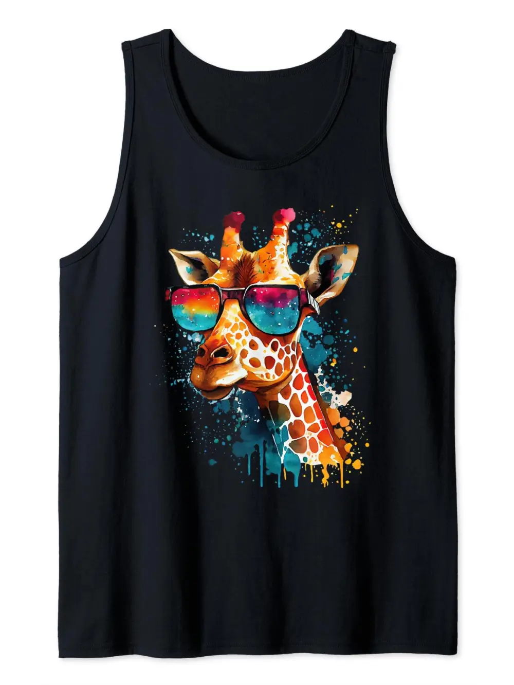 Giraffe Colorful Artwork Safari Tank Top