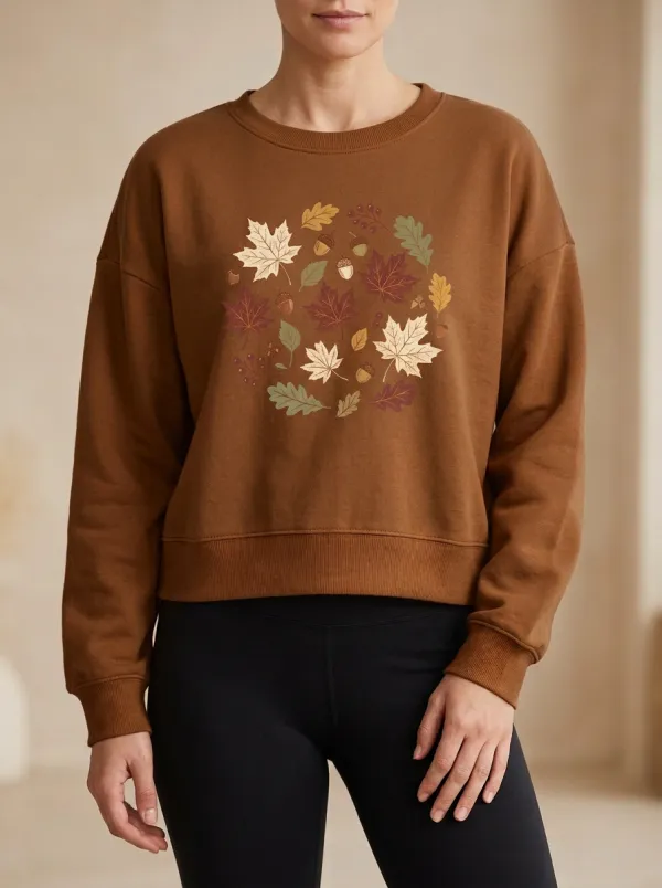 Modern Printed Acorn Graphic Sweatshirt