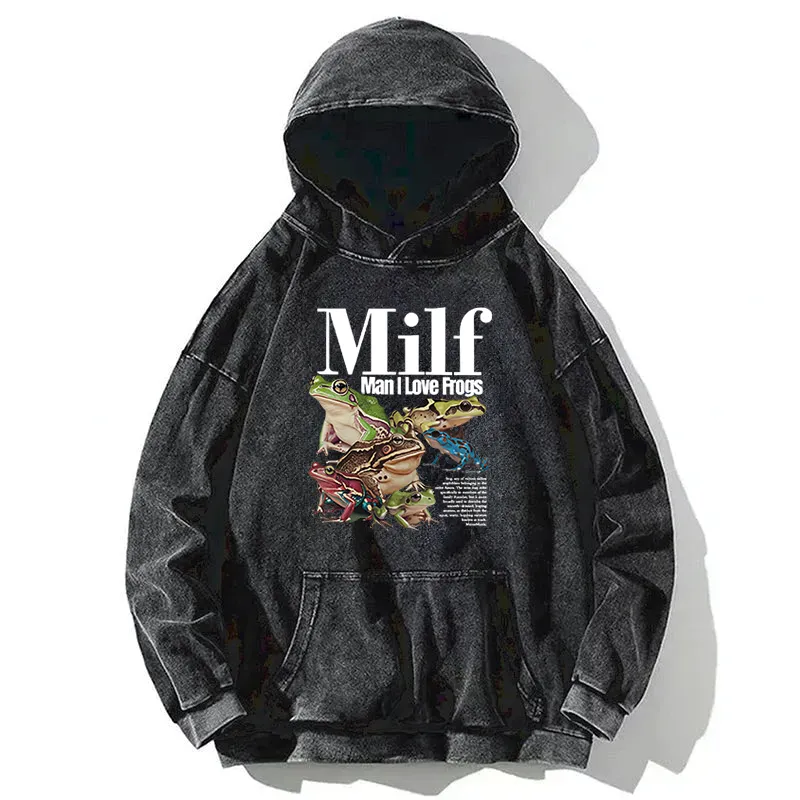 Man I Love Frogs Meme Washed Hoodie