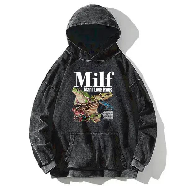 Man I Love Frogs Meme Washed Hoodie