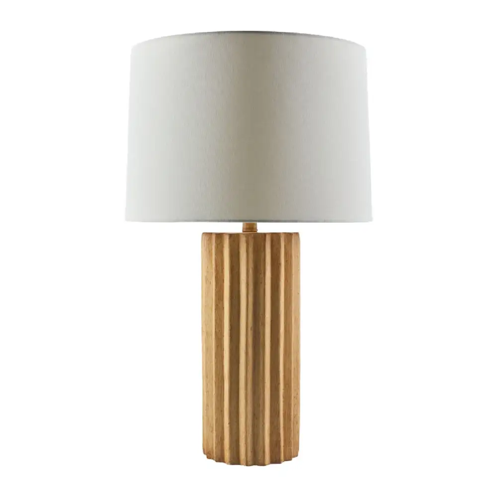 Ridged Ceramic Linen Stone Table Lamp