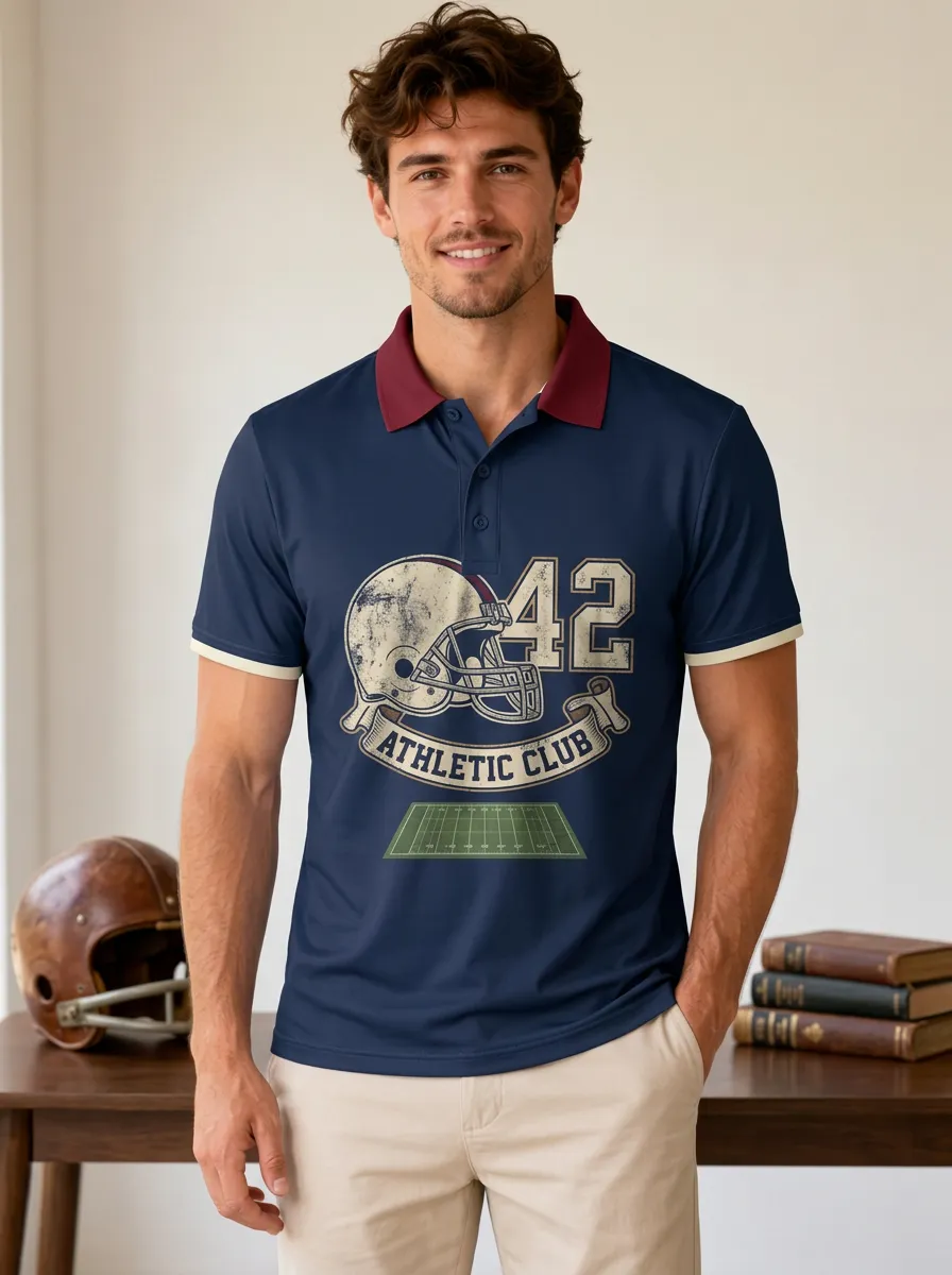 Men's Classic Gridiron Helmet Polo Shirt