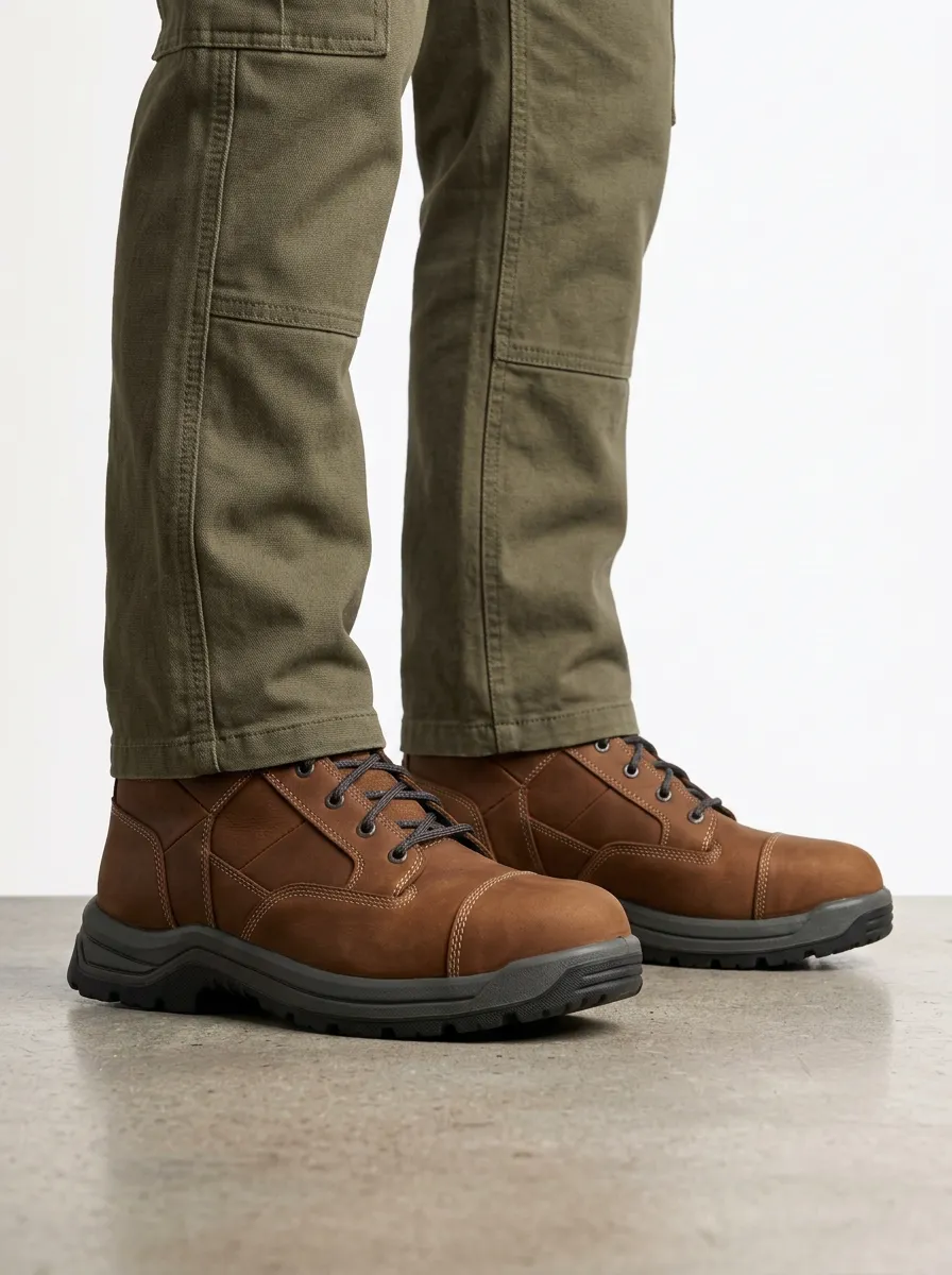 Unisex Contemporary Leather Tactical Print Work Boots