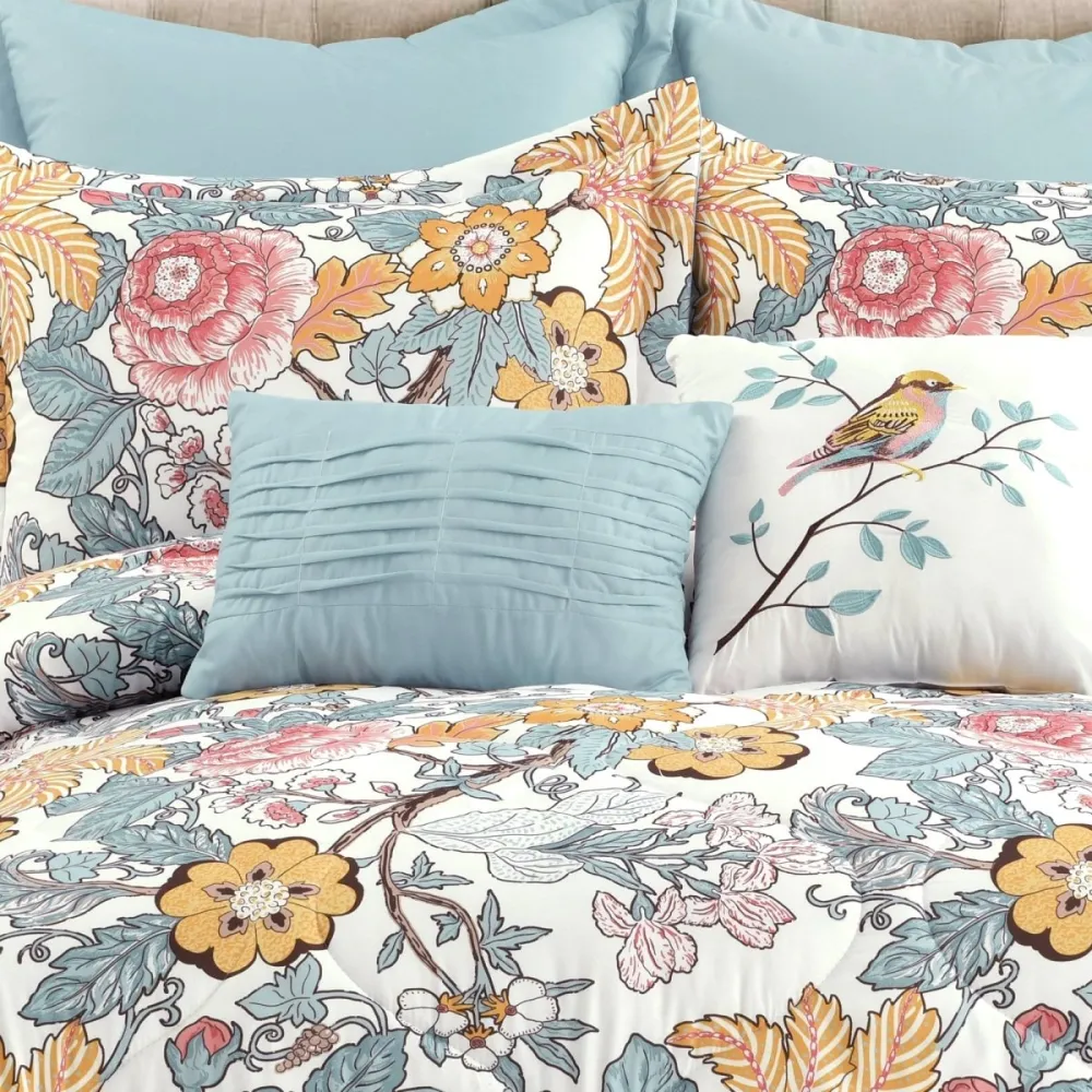 Coordinated Polyester Floral Comforter Bedding Set