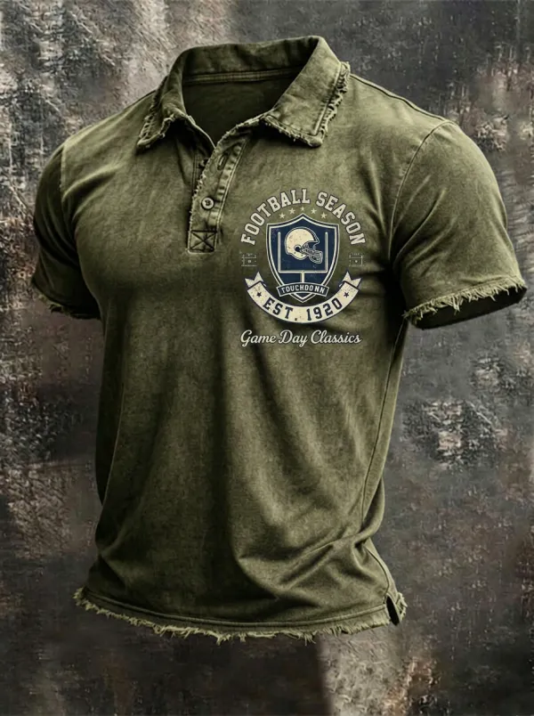 Weekend Football Season Helmet Shield Graphic Polo Shirt