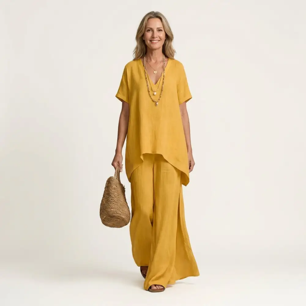 Libiana | V-Neck Linen Set