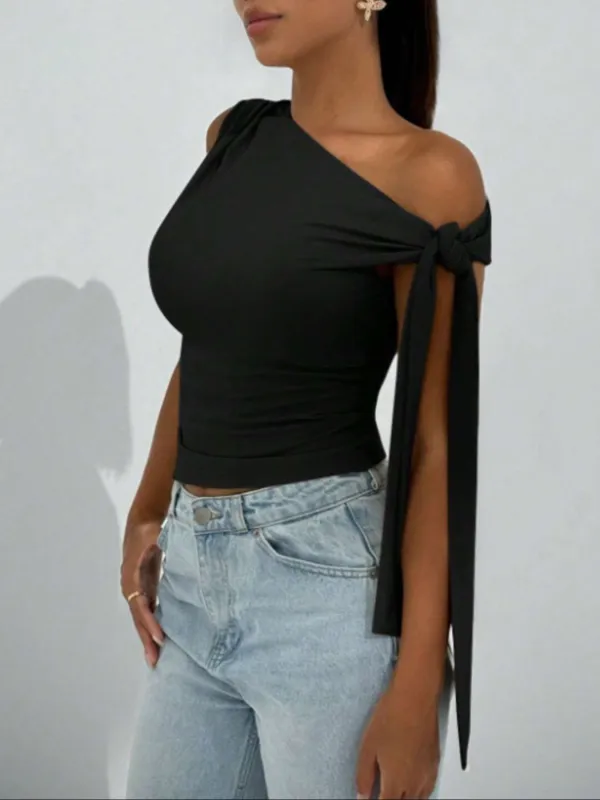 One Shoulder Tie Detail Cami Top