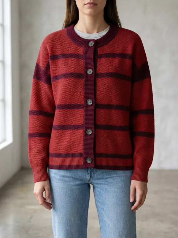 Printed Rugby Striped Printed Cardigan
