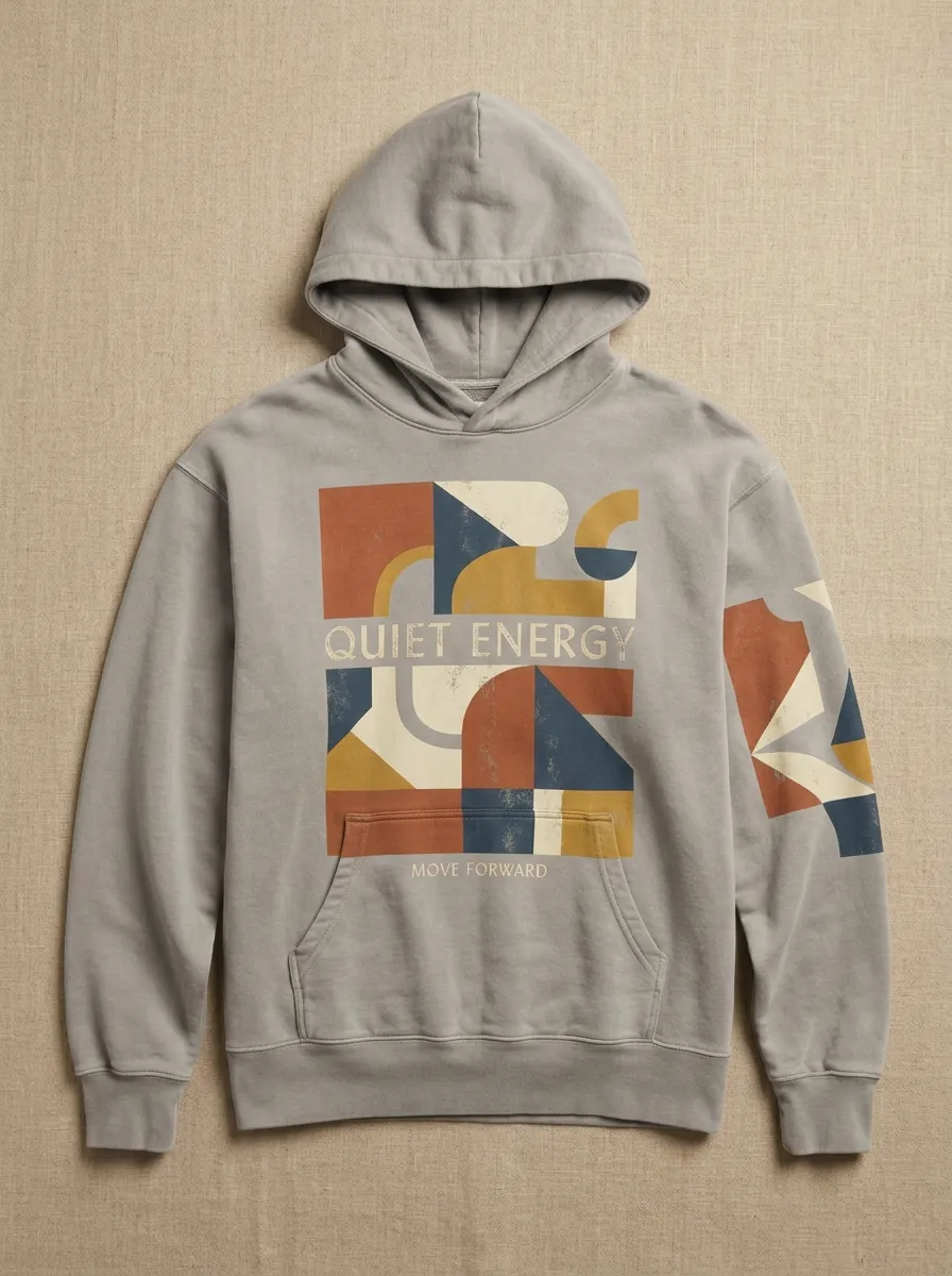 Textured Quiet Energy Geometric Abstract Hoodie