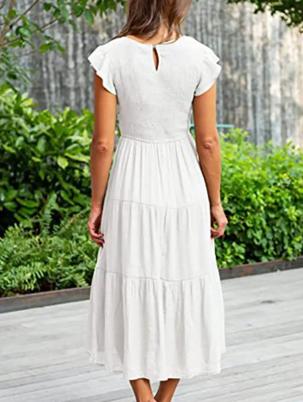 Flutter Sleeve Tiered Mini Dress