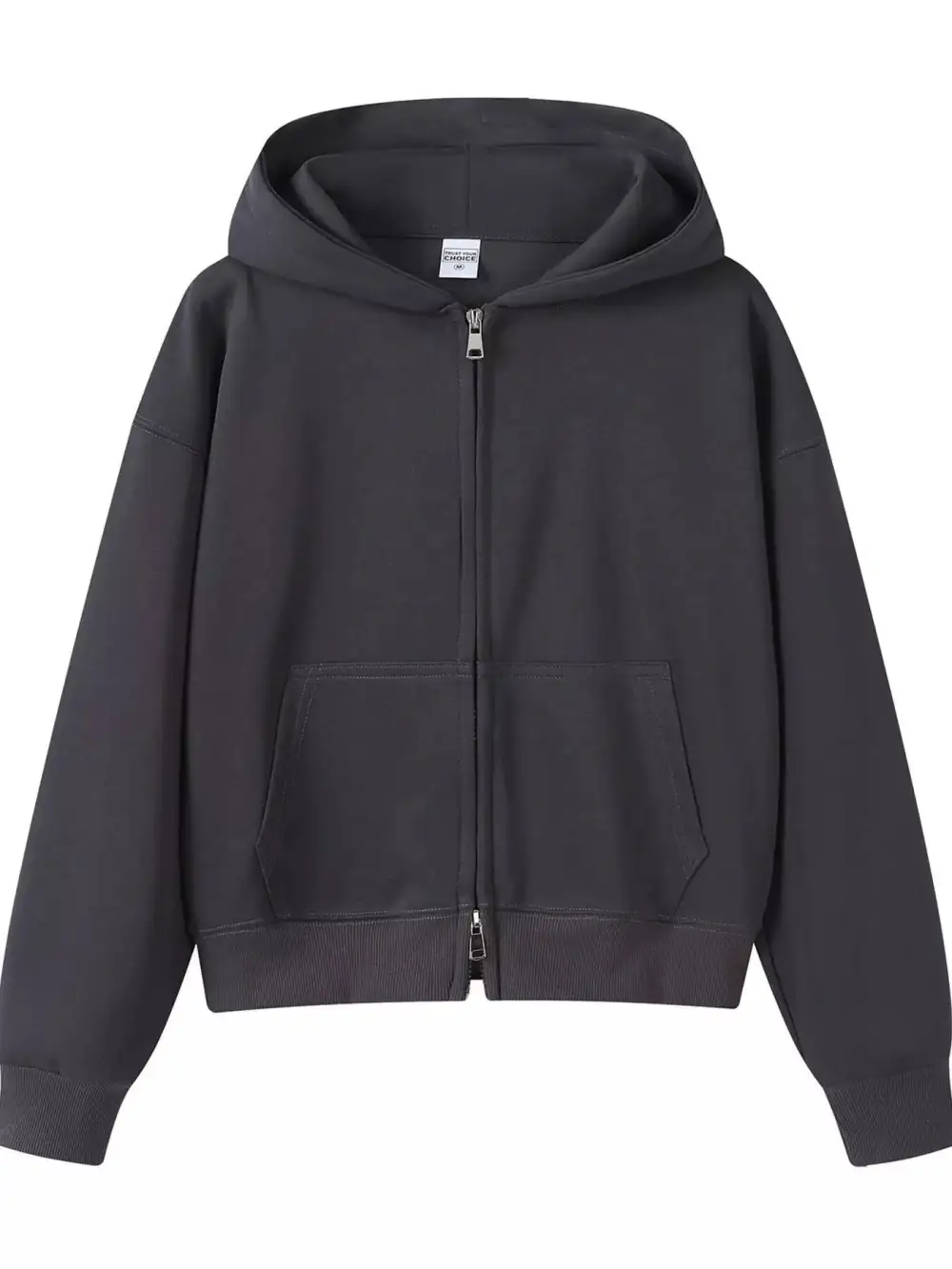 Zip-Detail Pocketed Long-Sleeve Hoodie